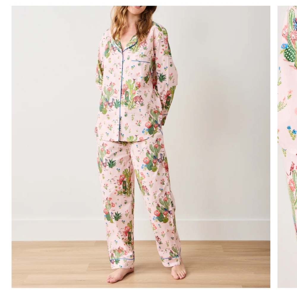 Women’s Pink Floral Cactus Cotton Pajama Set